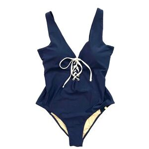 Summersalt x Jacey Duprie Lace Up Backflip Navy Blue One Piece Swimsuit Size 12
